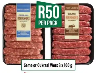 Food Lover's Market Game or Oukraal Wors 8x100g offer