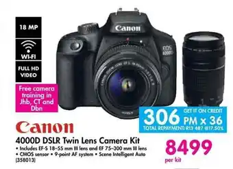 Makro Canon 4000D DSLR Twin Lens Camera Kit offer