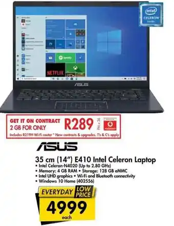 Makro Asus 35cm 14" A410 Intel Celeron Laptop offer