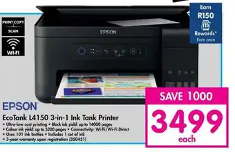 Makro Epson EcoTank L4 150 3-in-1 Ink Tank Printer offer