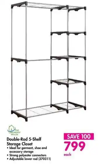 Makro Double-Rod 5-Shelf Storage Closet offer