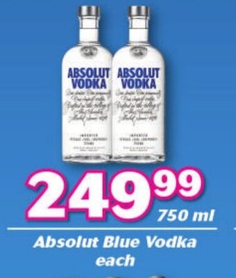 Absolut Blue Vodka each 750 ml