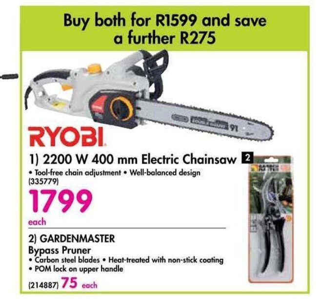 Ryobi 220W 400mm Electric Chainsaw offer at Makro