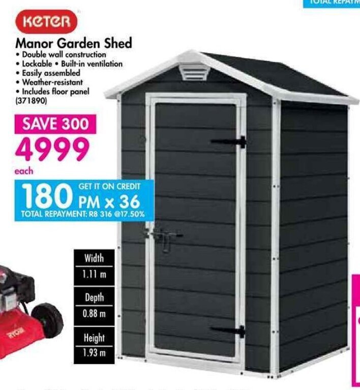 Manor Garden Shed offer at Makro
