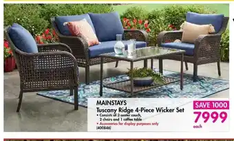 Makro Mainstays Tuscany Ridge 4-Piece Wicker Set offer