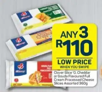 Pick n Pay Clover Slice 'O Cheddar or Gouda Flavoured Full Cream Processed Cheese Slices Assorted 360g offer