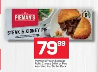 Pick n Pay Pieman's Frozen Sausage Rolls, Cheese Griller or Pies Assorted 4s/6s per pack offer