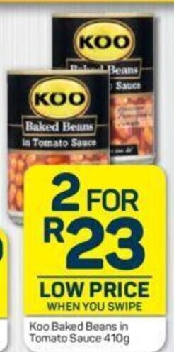 Pick n Pay Koo Baked Beans in Tomato Sauce 410g offer