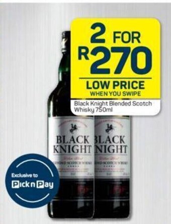 Pick n Pay Black Knight Blended Scotch Whisky 750 ml offer