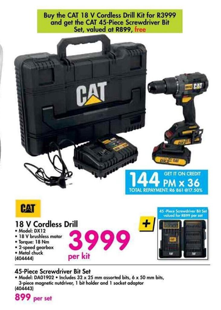 Cat 18V Cordless Drill offer at Makro