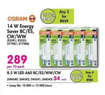 Osram 14W Eneegy Saver BC/ES, CW/WW