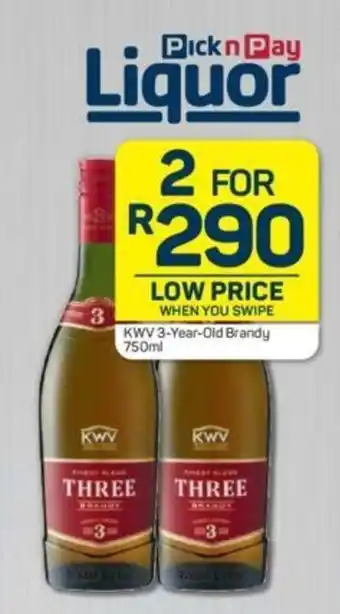 Pick n Pay KWV 3-Year-Old Brandy 750 ml offer