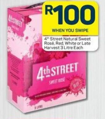 Pick n Pay 4th Street Natural Sweet Rose, Red, WHite or Late Harvest 3 Litre Each offer