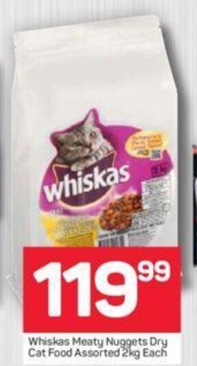 Pick n Pay Whiskas Meaty Nuggets Dry Cat Food Assorted 2kg each offer