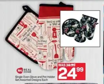 Pick n Pay Real Home Single Oven Glove and Pot Holder Set Assorted Designs each offer