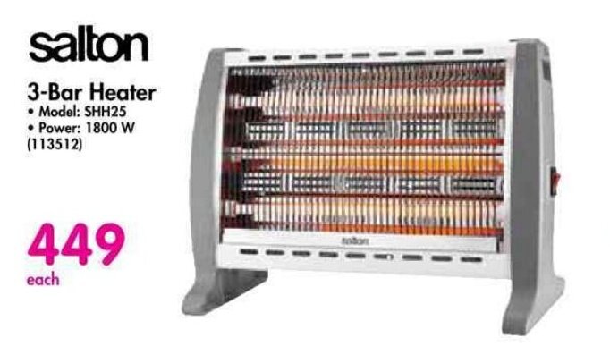 Salton 3-Bar Heater 1800W offer at Makro
