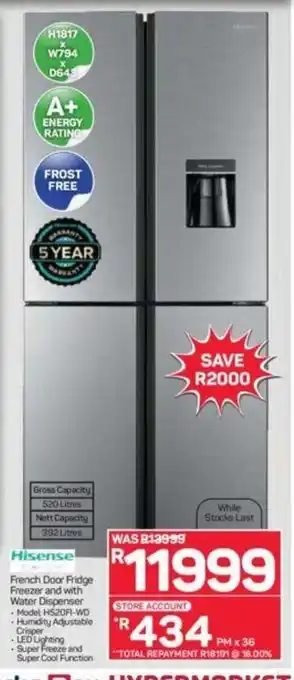 Pick n Pay Hisense - French Door Fridge Freezer and with Water Dispenser offer