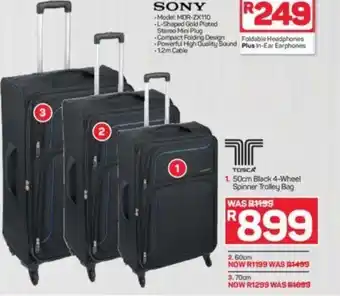 Pick n Pay Tosca - 50cm Black 4-Wheel Spinner Trolley Bag offer