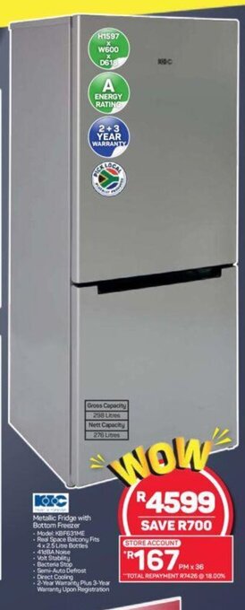 Pick n Pay KIC - Metallic Fridge with Bottom Freezer offer