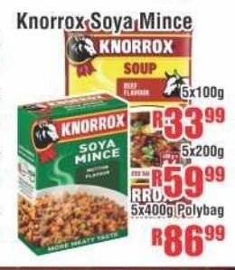 Devland Cash And Carry Knorrox Soya Mince 5x100g offer
