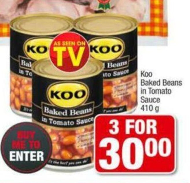 Koo Baked Beans in Tomato Sauce 410g offer at Spar