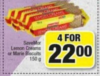 Spar SaveMor Lemon Creams or Marie Biscuits 150g offer