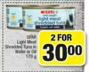 Spar Spar Light Meat Shredded Tuna in Water or Oil 170g offer
