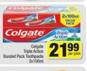 Spar Colgate Triple Action Banded Pack Toothpaste 2x100ml offer