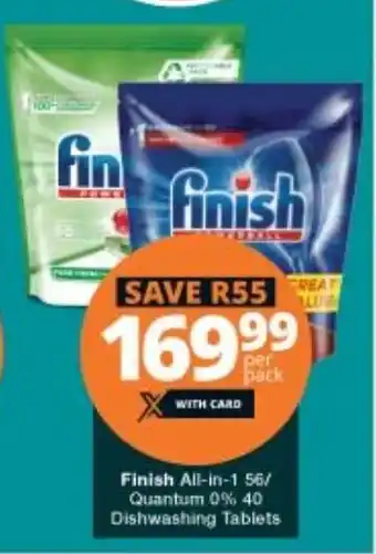 Finish All-in-1 56 Quantum 0% 40 Dishwashing Tablets