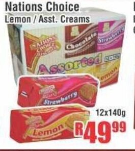 Devland Cash And Carry Nations Choice Lemon / Asst. Creams 12x140g offer