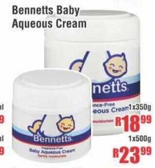 Devland Cash And Carry Bennetts Baby Aqueous Cream 1x350g offer