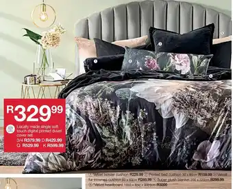 Locally made single soft touch digital printed duvet cover set