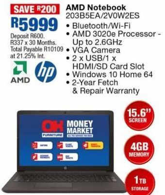 Amd notebook 203b5ea/2v0w2es