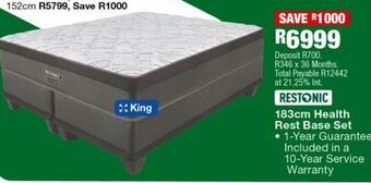 OK Furniture 183 cm health rest base set offer