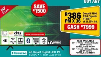 OK Furniture 4k smart digital led tv 50a6g offer