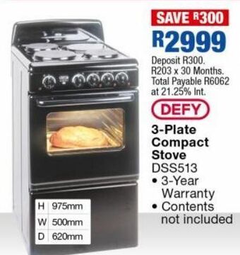 OK Furniture 3 plate compact stove dss513 offer