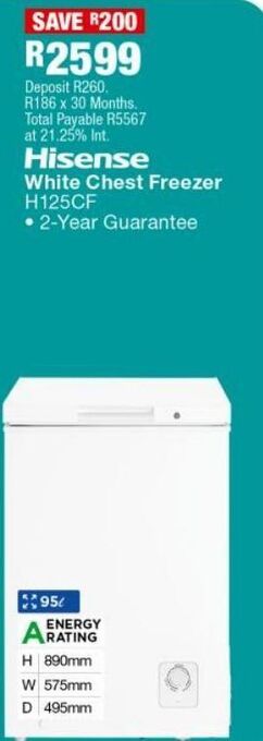 OK Furniture White chest freezer h125cf offer