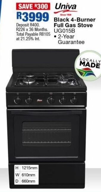 OK Furniture Black 4 burner full gas stove ug015b offer