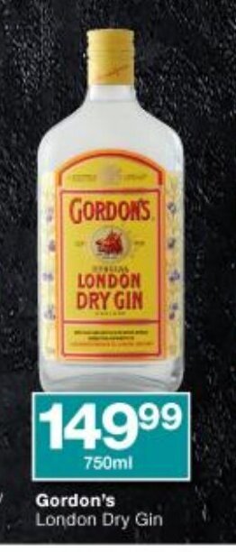 Checkers Gordon's London Dry Gin 750ml offer