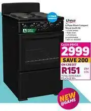 Game Univa 4 Plate Black Compact Stove U405-1B offer