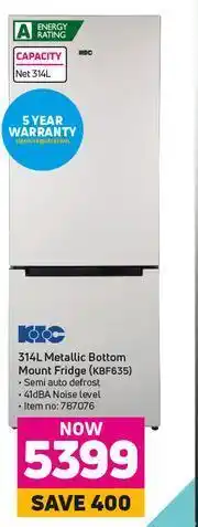 Game KIC 314L Metallic Bottom Mount Fridge KBF635 offer
