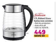 Game Sunbeam 1.7L Ribbed Glass Kettle SGK-2200RA offer