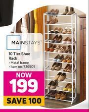 Game Mainstays 10 Tier Shoe Rack offer