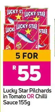 Game Lucky Star Pilchards In Tomato Or Chilli Sauce-For 5 x 155g offer