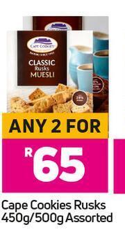 Cape Cookies Rusks Assorted-For Any 2 x 450g/500g