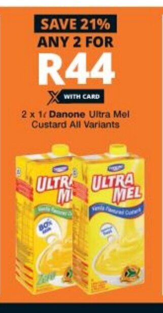 Checkers Danone Ultra Mel Custard 2x1L offer