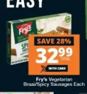 Checkers Fry's Vegetarian Braai/Spicy Sausages offer