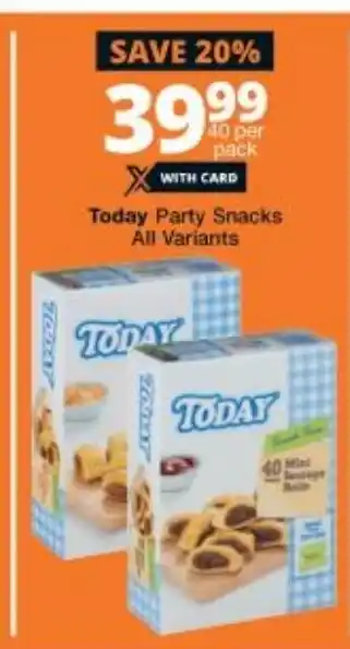 Checkers Today Party Snacks 40pk offer