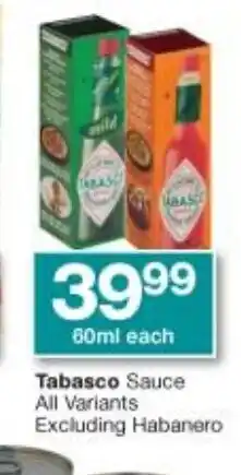 Checkers Tabasco Sauce 60ml offer
