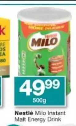 Checkers Nestlé Milo Instant Malt Energy Drink 500g offer